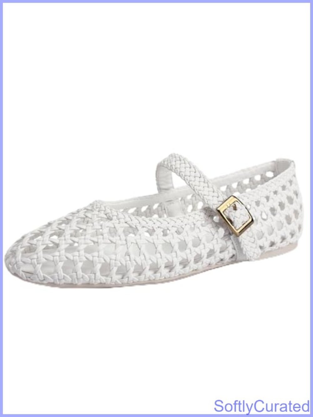 Woven Ballet Flats Adjustable Buckle Mary Jane Comfortable Insole Round Toe
